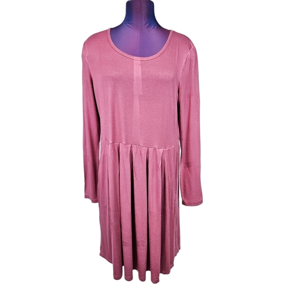 Auselily Raspberry Lightweight Long Sleeve Pleated Skirt Dress Size XL Women's - Picture 9 of 9